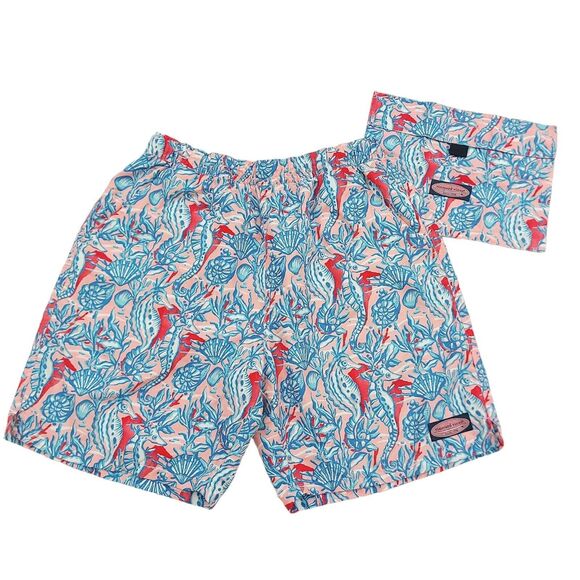 Vineyard Vines Swim Shorts Trunks Mens Small Blue Mesh Sea Horses Print Outdoor - Picture 1 of 12